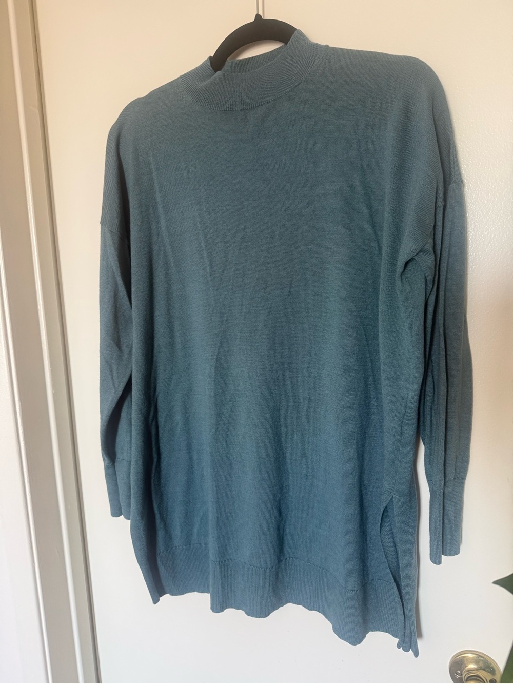 UNIQLO Extra Fine Merino Blend Mock Neck Tunic Sweater Green M